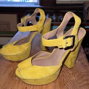 Steve Madden Yellow Suede Platform Heels